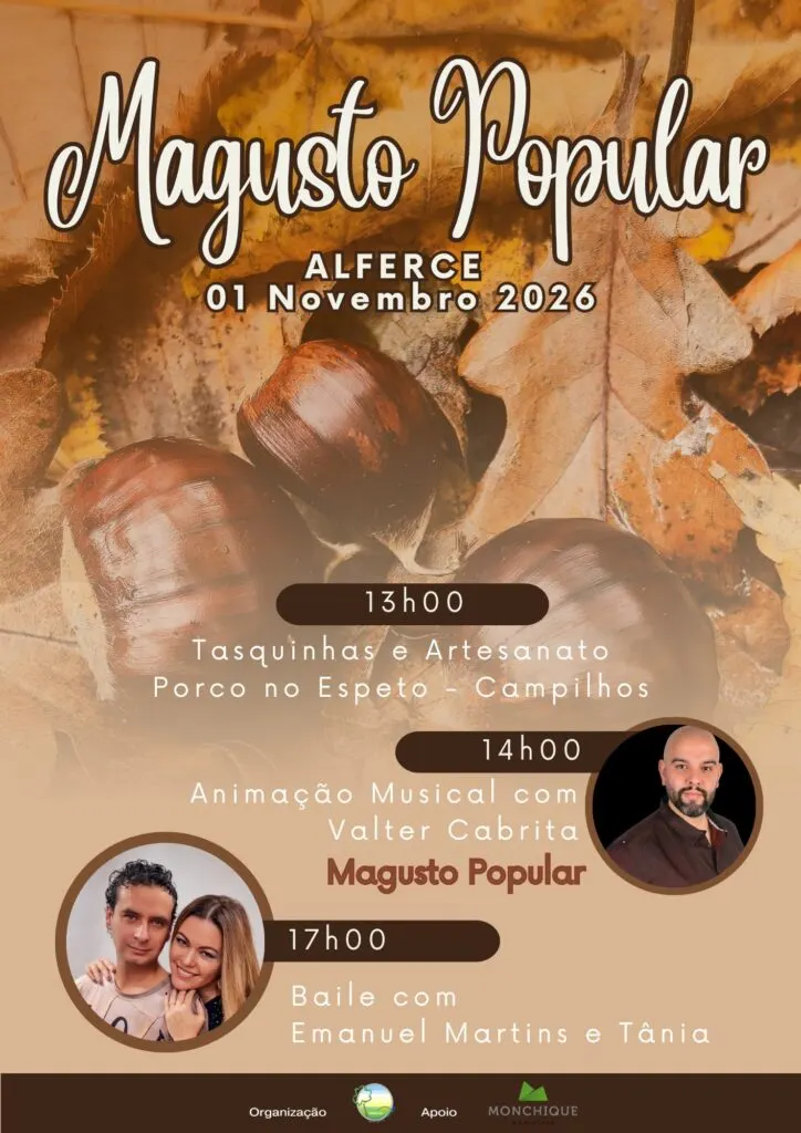 Cartaz oficial do Magusto Popular de Alferce 2026, em Alferce, 1 de novembro