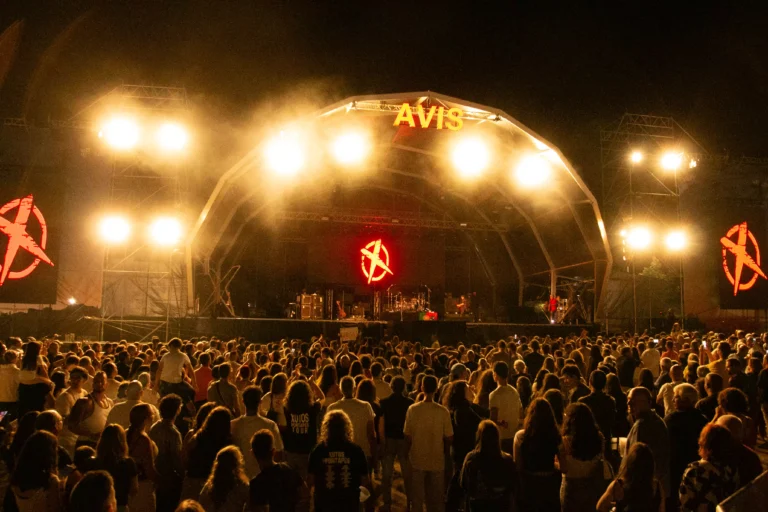 Multidão diante do palco num concerto da Feira Franca de Avis