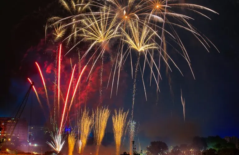 Fogo de artifício sobre Matosinhos durante as Festas do Senhor de Matosinhos